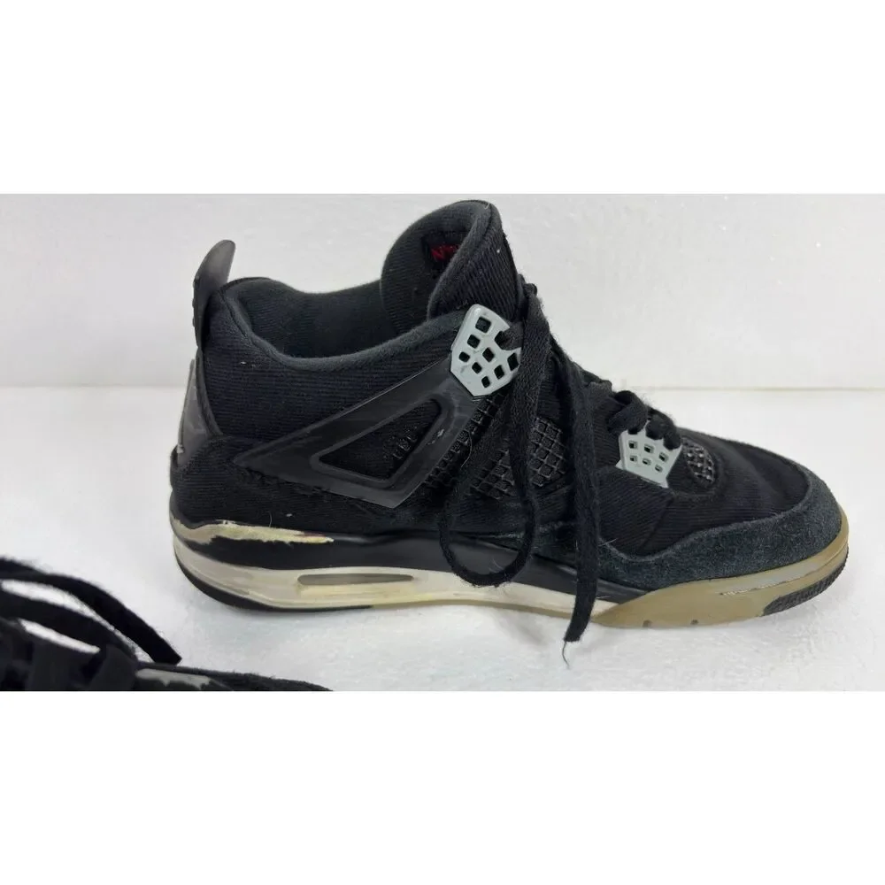 Nike Air Jordan 4 Retro Black Canvas Sneakers Mens Size 8.5